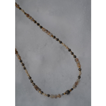 Naszyjnik handmade z kamieni pirytu i jaspisu.